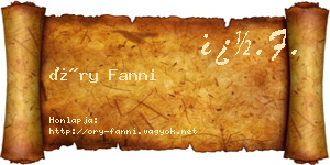 Őry Fanni névjegykártya