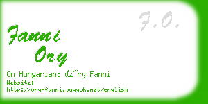 fanni ory business card